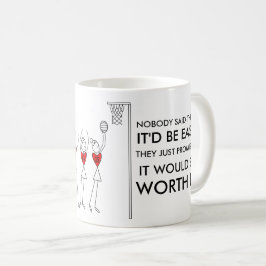 Spieler-Positionen und motivierend Netball-Zitat Kaffeetasse