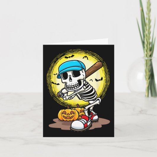 Spieler Skeleton Softball Halloween Kids Boys Karte (Vorderseite)