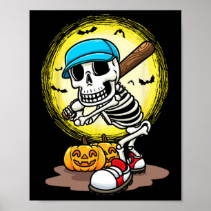 Spieler Skeleton Softball Halloween Kids Boys Poster