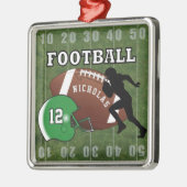 🏈 Spieler und Grünhelm Silbernes Ornament (Links)