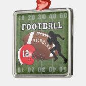 🏈 Spieler und Red Helmet Silbernes Ornament (Links)