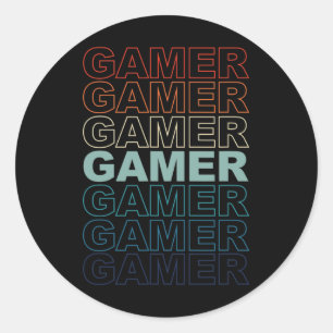Spieler Vintage Retro Spieler Videospiele Gaming V Runder Aufkleber