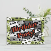 Spieler-Würfel-Geburtstags-Party Einladung (Stehend Vorderseite)