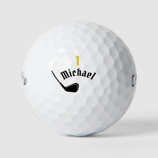 Spielerball mit Name und Nummer eins Golfball (Vorderseite)