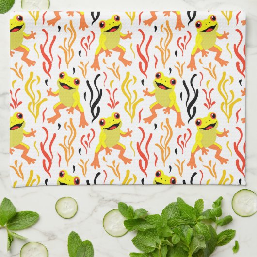 Spielerfrösche Geschirrtuch (Gefaltet)