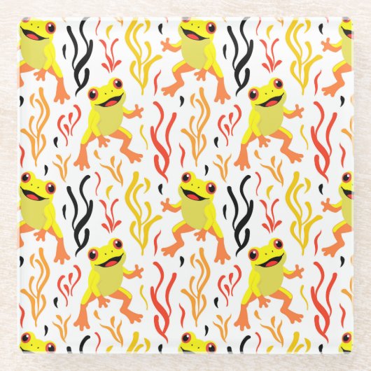 Spielerfrösche Glasuntersetzer (Vorderseite)