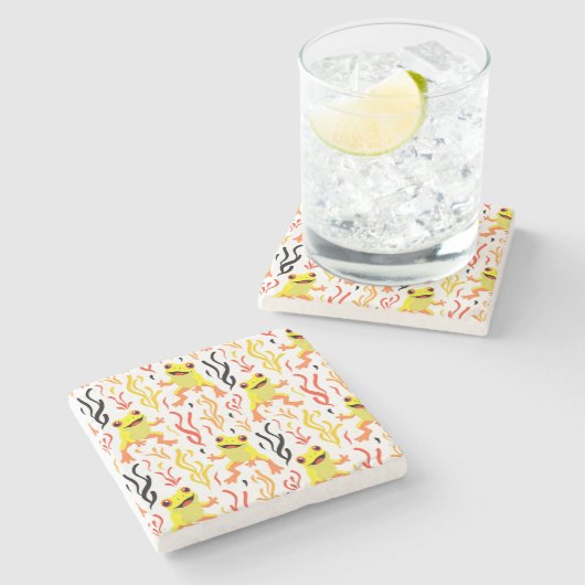 Spielerfrösche Steinuntersetzer (Seitenansicht)