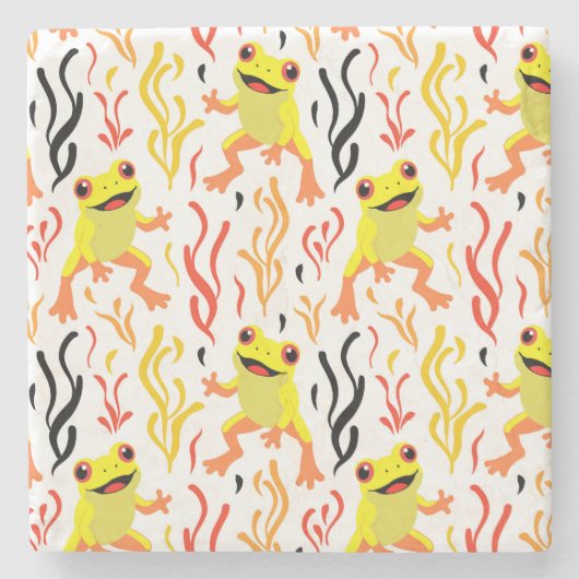 Spielerfrösche Steinuntersetzer (Vorderseite)