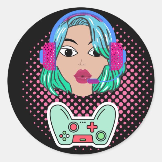 Spielerin Runder Aufkleber (Vorderseite)