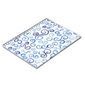 Spielerisch blaue handbemalte Kurven Notizblock (Linke Seite)