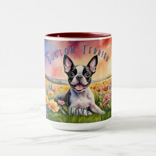 Spielerisch Boston Terrier Bliss, Kaffee-Freude Tasse (Zentrum)