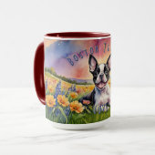 Spielerisch Boston Terrier Bliss, Kaffee-Freude Tasse (Vorderseite Links)