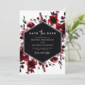 Spielerisch Elegant Crimson Red Wedding Save The Date (Stehend Vorderseite)