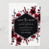 Spielerisch Elegant Crimson Red Wedding Save The Date (Vorne/Hinten)