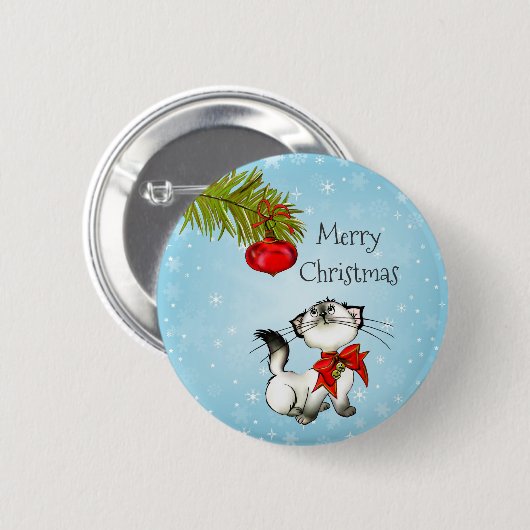 Spielerisch frohe Weihnachtsküche mit einem roten  Button (Vorne & Hinten)