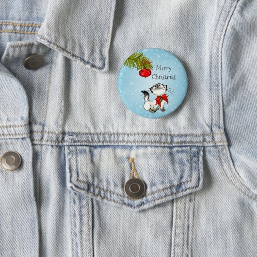 Spielerisch frohe Weihnachtsküche mit einem roten  Button (Beispiel)