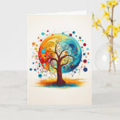 Spielerisch fröhlicher Baum des Lebens Natur Karte (Gelbe Blume)