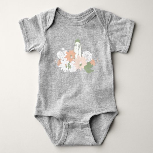 Spielerisch Kakteen Peach Green Floral Motifs Baby Strampler (Vorderseite)