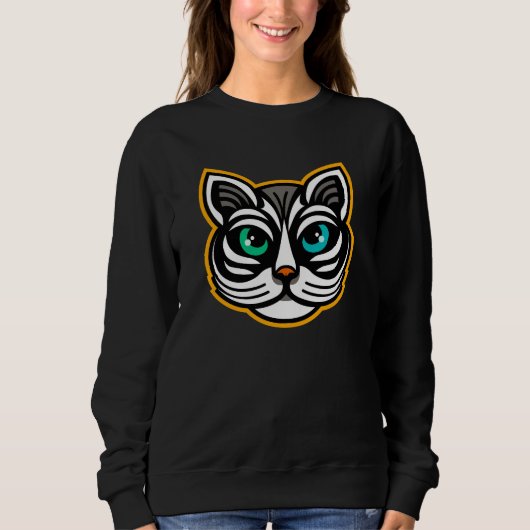 Spielerisch Mit Augen Cat Sweatshirt Art (Vorderseite)