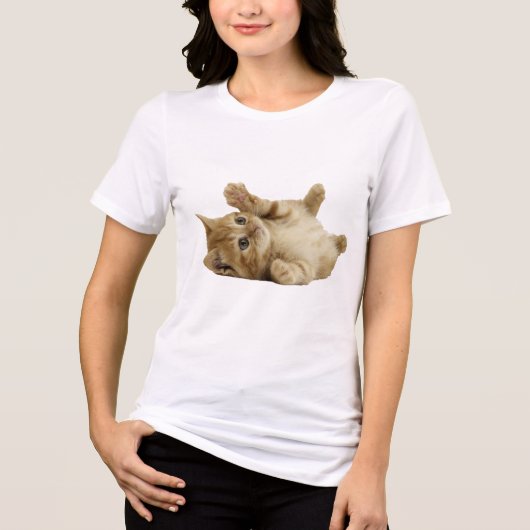Spielerisch Orange Tabby Cat Frauen T - Shirt (Vorderseite)