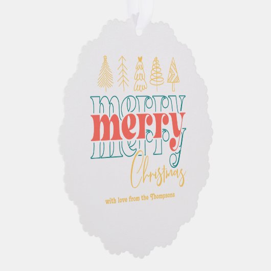 Spielerisch Retro Scribbles Frohe Weihnachts-Keepa Ornament Karte (Rechts)