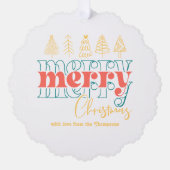 Spielerisch Retro Scribbles Frohe Weihnachts-Keepa Ornament Karte (Vorderseite)