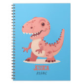 Spielerisch rosa T-Rex Dino mit Kindername Notizblock (Vorderseite)
