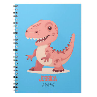 Spielerisch rosa T-Rex Dino mit Kindername Notizblock