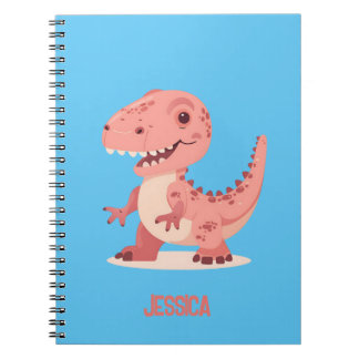 Spielerisch rosa T-Rex Dino mit Kindername Notizblock