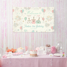 Spielerisch Süß und Drei Kinder Geburtstag Banner