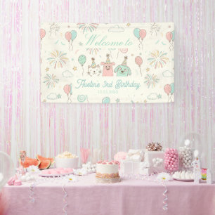 Spielerisch Süß und Drei Kinder Geburtstag Banner