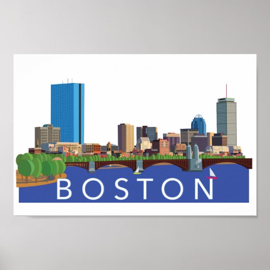 Spielerisch und einzigartig Illustration Boston Sk Poster (Vorne)