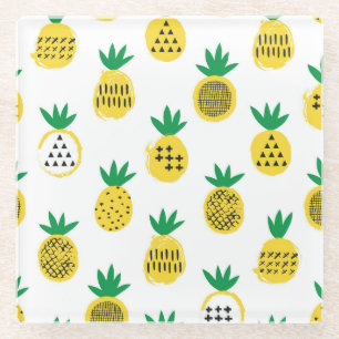 Spielerische Ananas: Kinderfreundlich Vintage Glasuntersetzer