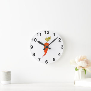 Spielerische Aquarell-Karotte Runde Wanduhr