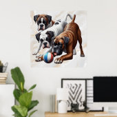 Spielerische Boxer-Hunde Poster (Heimbüro)