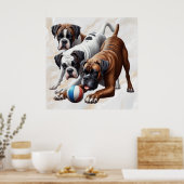 Spielerische Boxer-Hunde Poster (Küche)