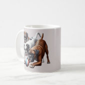 Spielerische Boxer Hunde und Ball Kaffeetasse (Vorderseite Links)