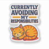 Spielerische Cartoon Cat Vermeiden von Verantwortl Aufkleber (Vorderseite)