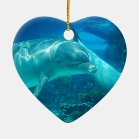 Spielerische Delphin-Verzierungen Keramik Ornament (Hinten)