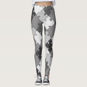 Spielerische diagonale Puzzle-Grau-Töne Leggings