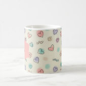 Spielerische Doodles von Herz, Punkten und gewellt Kaffeetasse (Mittel)