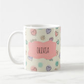 Spielerische Doodles von Herz, Punkten und gewellt Kaffeetasse (Links)