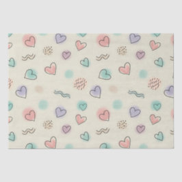 Spielerische Doodles von Herz, Punkten und gewellt Seidenpapier