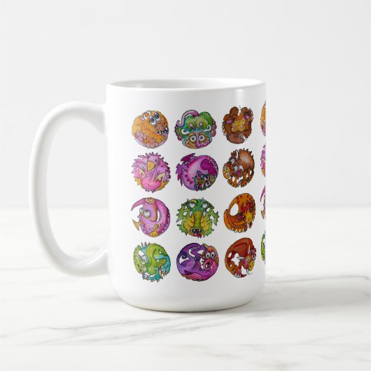 Spielerische Fantasiegeschöpfe Kaffeetasse (Links)