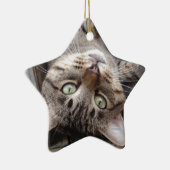 Spielerische gestreifte wilde Tabby-Katze Keramikornament (Rechts)