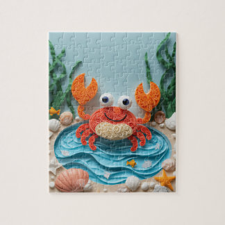 Spielerische Gezeitenbecken-Krabbe in Papierkunst Puzzle