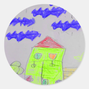 Spielerische handgezeichnete Doodle Runder Aufkleber
