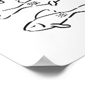 Spielerische handgezeichnete mediterrane Fischkuns Poster (Ecke)
