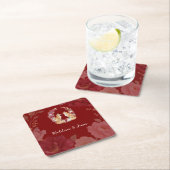 Spielerische Herbstfoxhochzeit Rechteckiger Pappuntersetzer (Vor Ort)