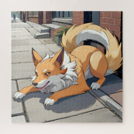 Spielerische Hundestraßenlandschaft Puzzle